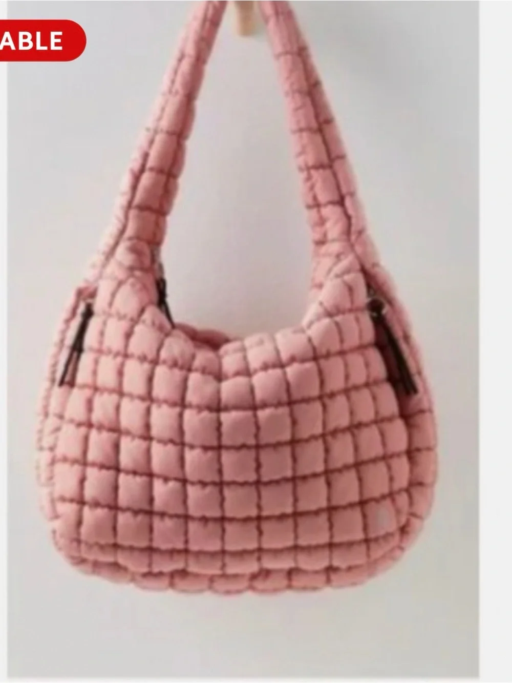 FP Movement by Free People Quilted Padded Hobo Bag in peach/ Pink